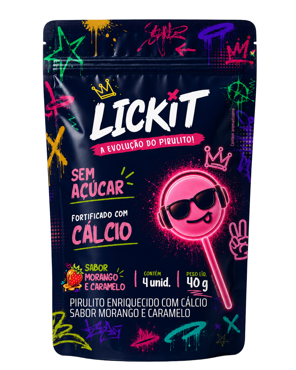 Lickit Cálcio Morango e Caramelo